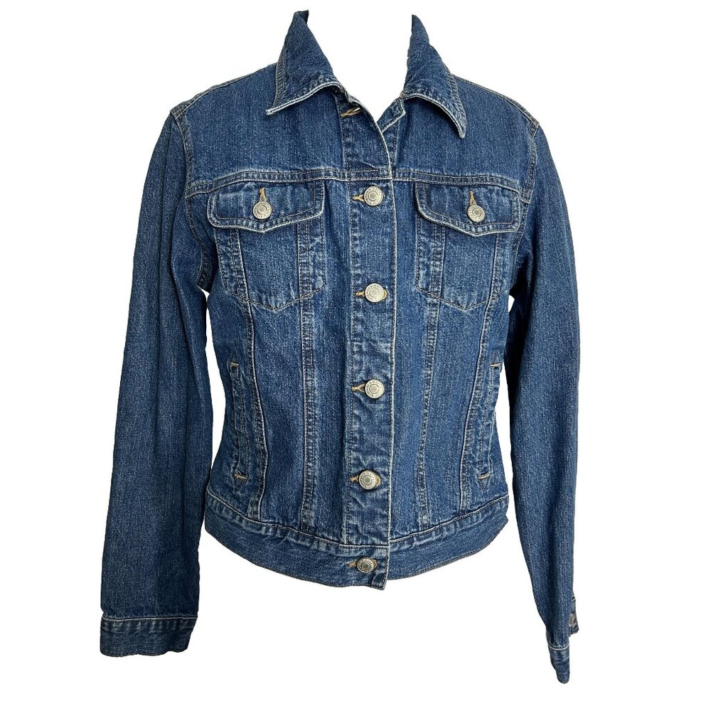 Old Navy Womens Size Small Denim Blue Jean Jacket Short Button Front Cotton